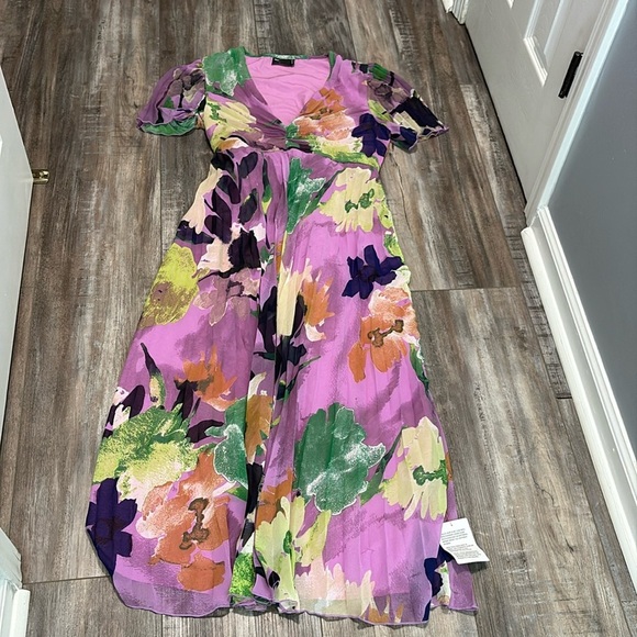 ASOS Pleated Floral Flutter Short Sleeve Midi Dress NEW 6 - Picture 5 of 10